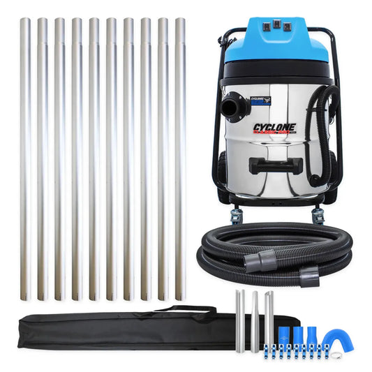 16 Gallon Cyclone Classic Pro 3600W Commercial Gutter Vacuum with 40ft Aluminum Pole Kit and Bag