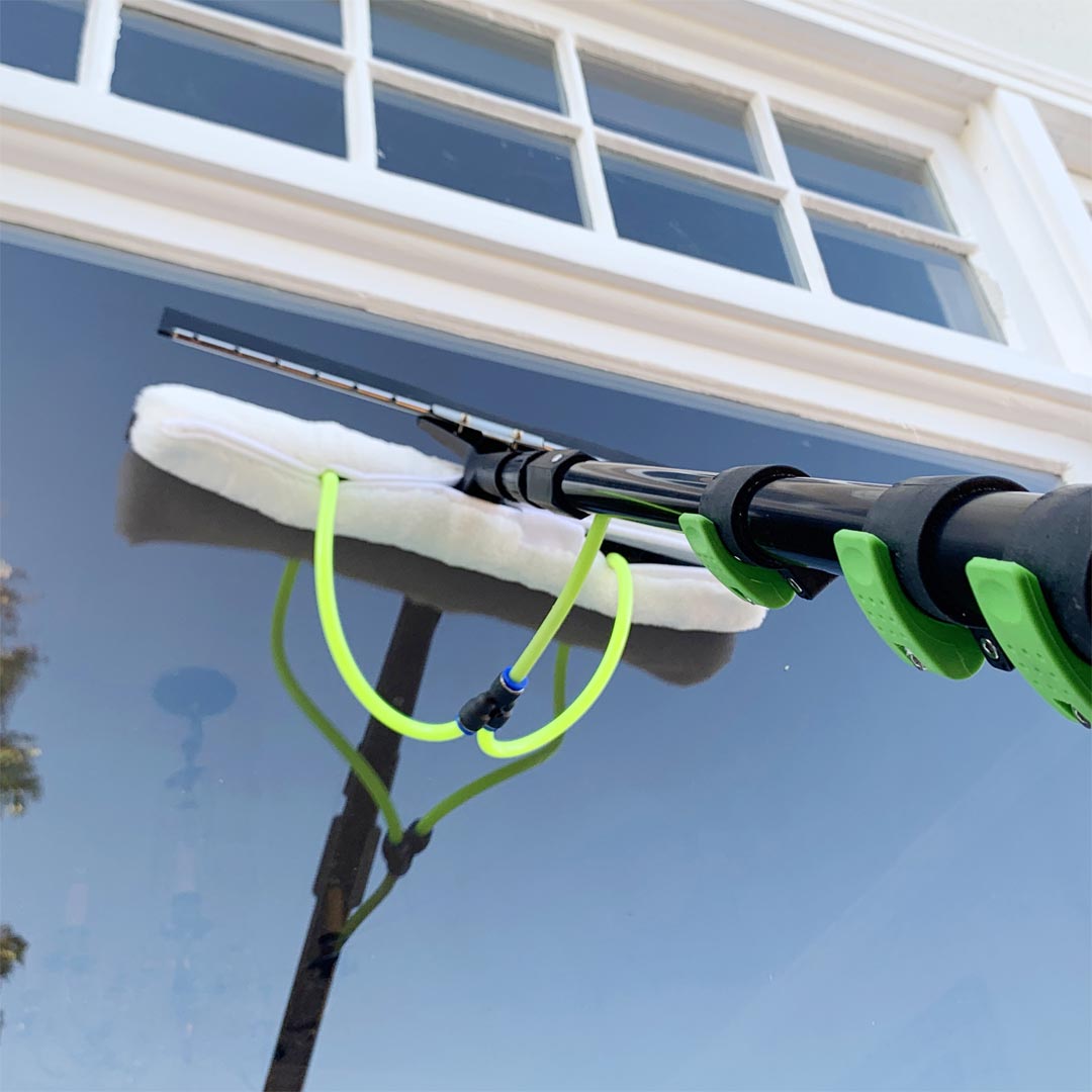 All in One 2 Nozzle Scrubber & Squeegee for Water Fed Poles