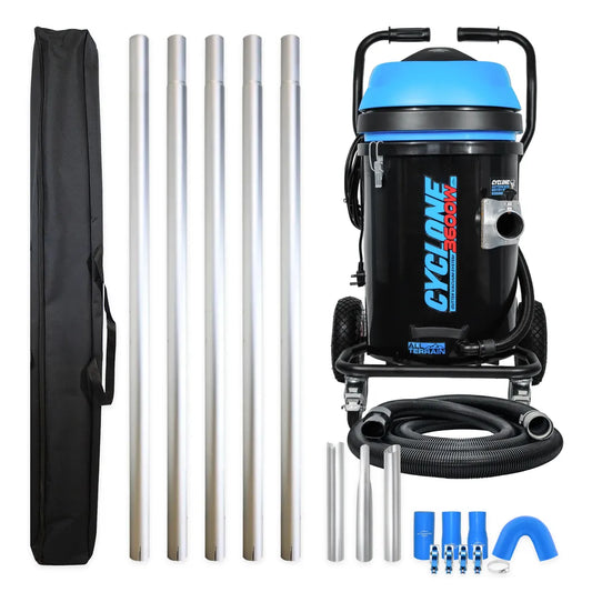20 Gallon Cyclone II 3600W Polypropylene Gutter Vacuum with 20 Foot Aluminum Poles and Bag