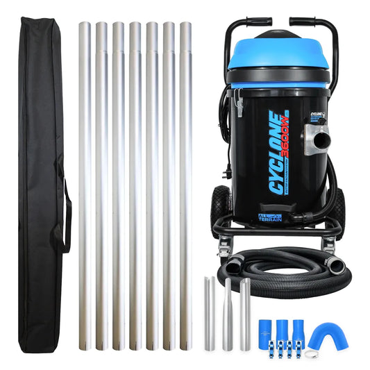 20 Gallon Cyclone II 3600W Polypropylene Gutter Vacuum with 28 Foot Aluminum Poles and Bag