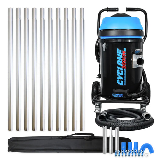 20 Gallon Cyclone II 3600W Polypropylene Gutter Vacuum with 40 Foot Aluminum Poles and Bag