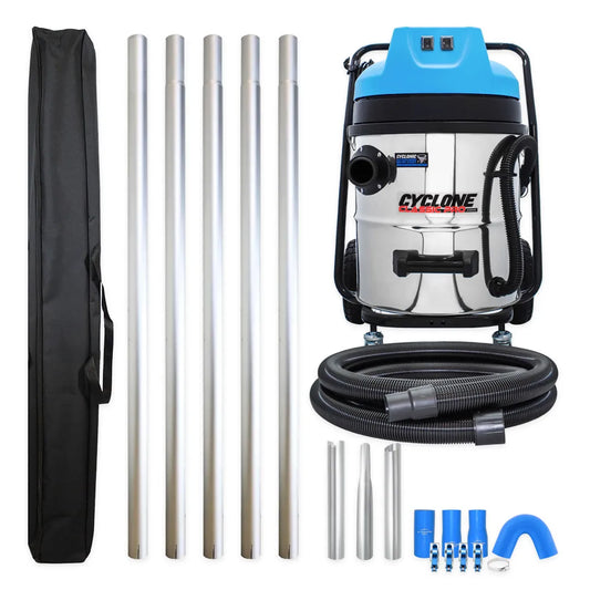 Cyclone Classic Pro 16 Gallon 2200W Residential Gutter Vacuum System with 20ft Aluminum Poles and Pole Carry Bag