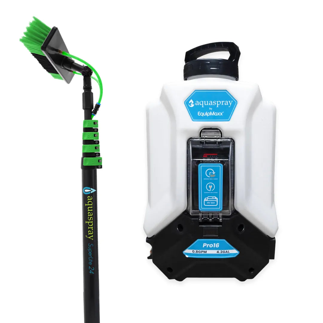 Aquaspray Pro16 Backpack Water Tank with Aluminum Water Fed Pole for Window and Solar Panel Cleaning