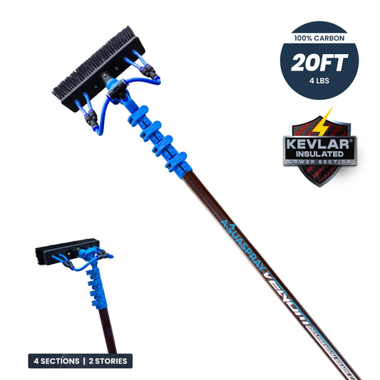 AquaSpray Venom Premium Carbon Water Fed Window Cleaning Pole – 24T 100% Premium Carbon Fiber