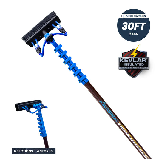 AquaSpray Venom High-Mod Carbon Water Fed Window Cleaning Pole – 30T High-Modulus Carbon Fiber