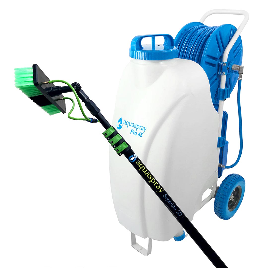 AquaSpray Pro45 - 11-gallon tank with 20-foot aluminum water-fed pole option.