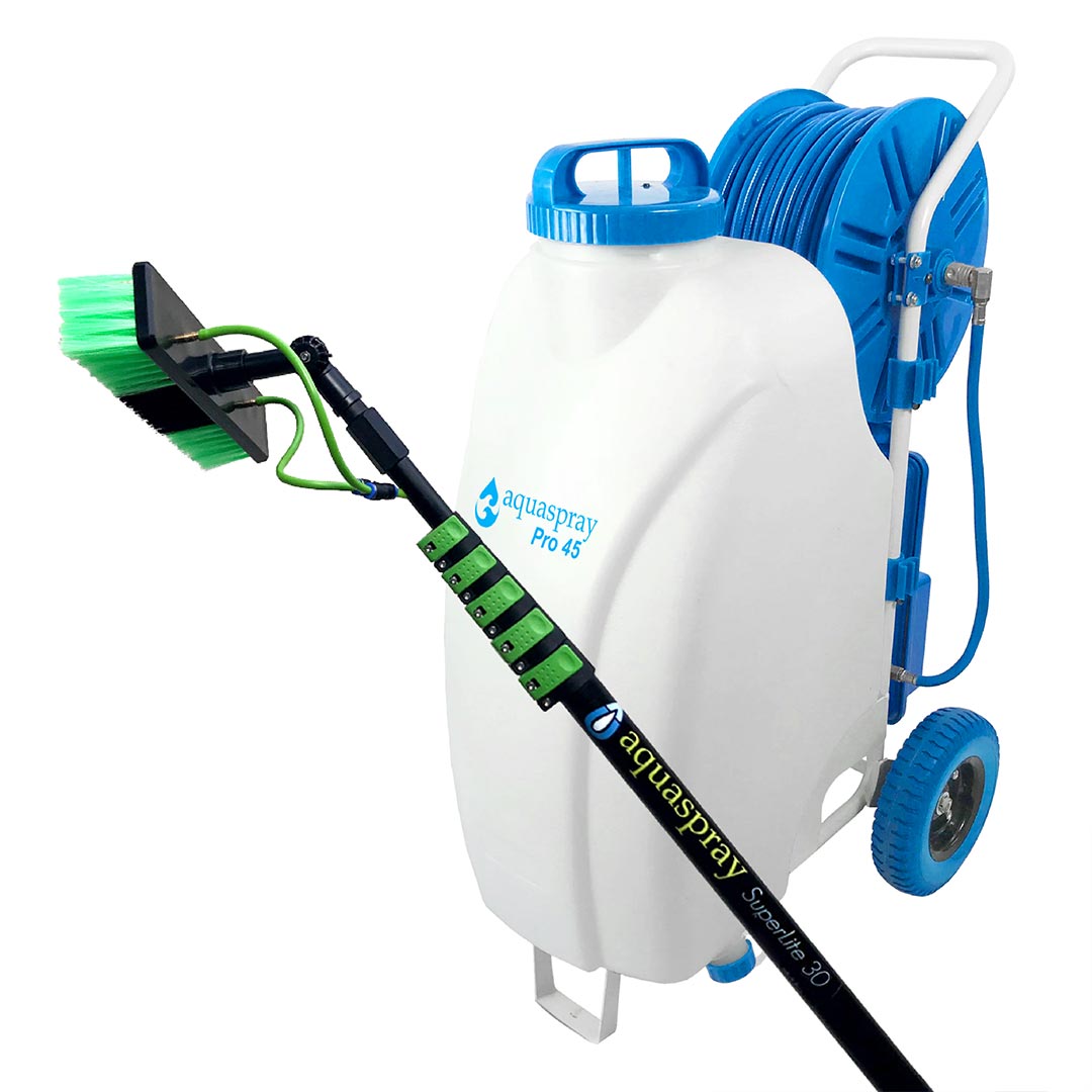 AquaSpray Pro45 - 11-gallon tank with 30-foot aluminum water-fed pole option.