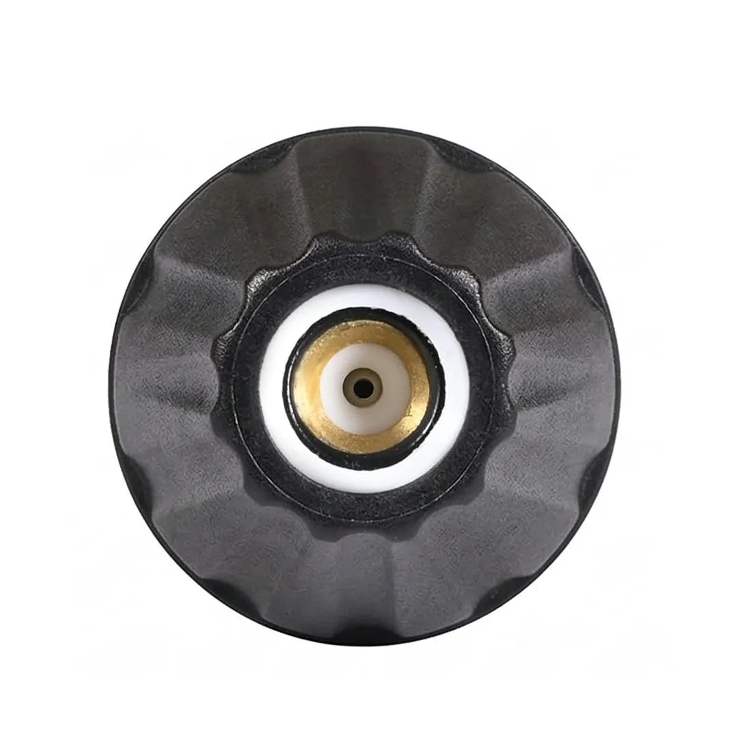 Direct view into the tip of a 4000psi turbo nozzle showing the internal brass and spray center.