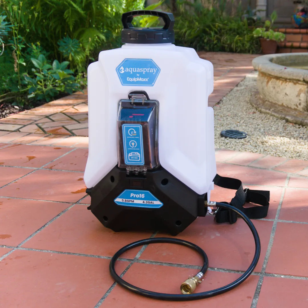 AquaSpray Pro16 4.2 Gallon Backpack Water Tank & Pump for Waterfed Pole Window and Solar Cleaning, Rechargeable 12v Battery