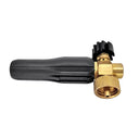 Pressure Washer Foam Lance Head 1/4" Female NPT. Side profile highlighting the black casing and brass fittings.