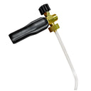 Pressure Washer Foam Lance Head 1/4" Female NPT. Brass nozzle with clear plastic bottle tube attached to the base.