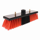 12-inch Superlite cleaning brush for solar panels and windows, angled view showing the rectangular head, red and black bristles and brass water jets