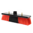 12-inch Superlite cleaning brush for solar panels and windows, black head with red and black bristles and two brass water jets
