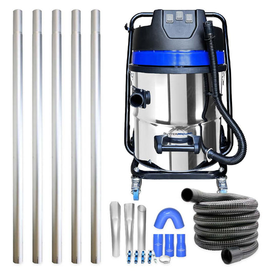 20ft (2 Story) Gutter Vacuum Cleaning System, 16 Gallon Classic Cyclone, 3600 Watts, 3 x Motor Vacuum and 15ft 2" Diameter Hose (Bundle Discount)