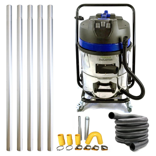 20ft (2 Story) Gutter Vacuum Cleaning System, 16 Gallon Classic Cyclone, 3600 Watts, 3 x Motor Vacuum and 25ft 2