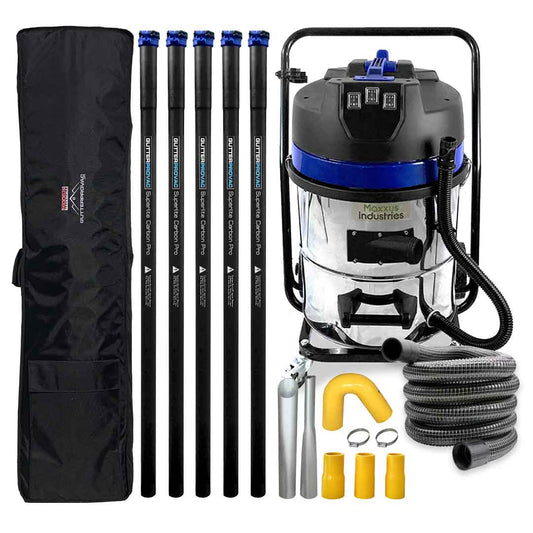 Gutter Vacuum Kit with 16 Gallon Classic Cyclone Vacuum, 20 Foot Carbon Clamping Gutter Poles, Pole Carry Bag and 25ft Hose