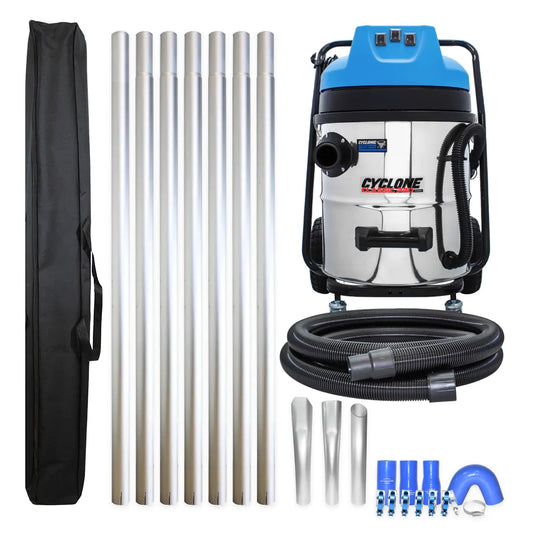 Cyclone Classic Pro 16 Gallon 3600W Commercial Gutter Vacuum with 28ft Aluminum Pole Kit and Pole Bag