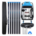 Cyclone Classic Pro 16 gallon commercial gutter vacuum kit with seven carbon poles, one Kevlar® insulated bottom pole, bag, hose, nozzles and U-bend