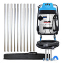 Cyclone Classic Pro 16 gallon commercial gutter vacuum kit with ten aluminum poles, carry bag, hose, nozzles, U-bend and clamps