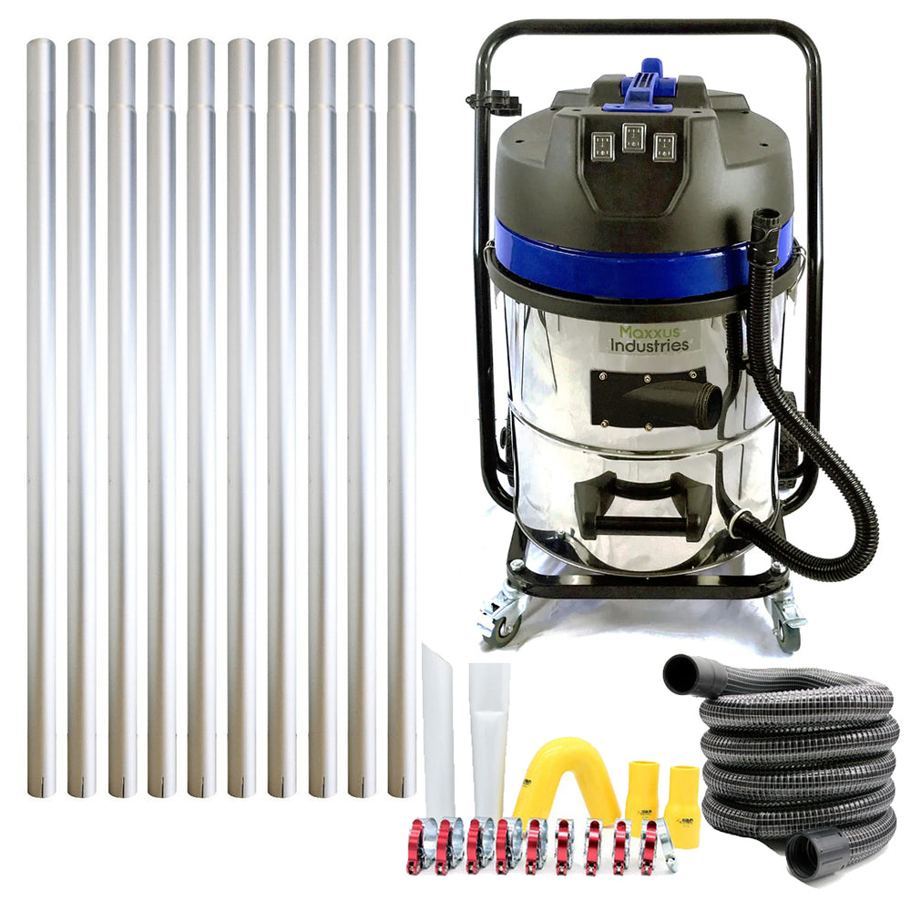 40ft (2 Story) Gutter Vacuum Cleaning System, 16 Gallon Classic Cyclone 3600 Watt, 3 Motor Vacuum (Bundle Discount) with 25ft Hose