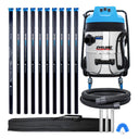Cyclone Classic Pro 16 gallon commercial gutter vacuum kit with ten carbon poles, one Kevlar® insulated bottom pole, bag, hose, nozzles and U-bend