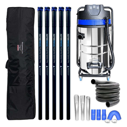 Gutter Vacuum Kit with 20 Gallon Classic Cyclone Vacuum, 20 Foot (2 Story) Carbon Clamping Gutter Poles with Pole Carrying Bag and 15ft Hose