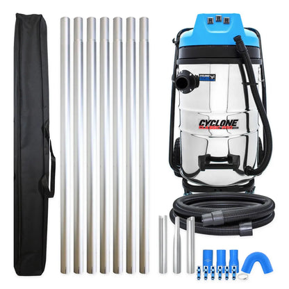 20 Gallon Cyclone Classic Pro 3600W Commercial Gutter Vacuum System with 28ft Aluminum Pole Kit and Bag