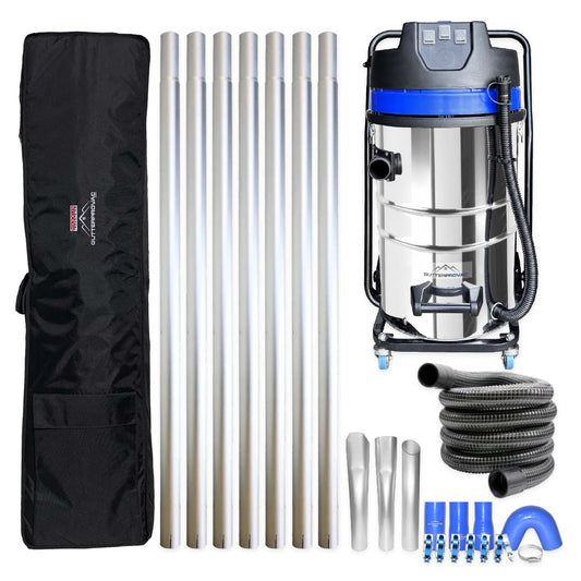 20 Gallon Classic Cyclone Gutter Vacuum with 28 Foot Reach Aluminum Poles, 15 Foot Vacuum Hose and Bag Kit