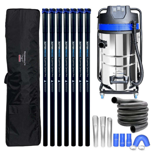 20 Gallon Classic Cyclone Gutter Vacuum with 28 Foot Carbon Clamping Poles, 15 Foot Hose and Bag Kit