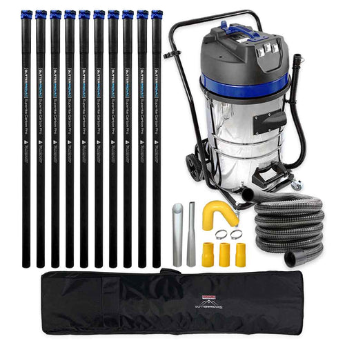 20 Gallon Classic Cyclone Gutter Vacuum, 40 Foot Carbon Clamping Gutter Poles, Pole Carry Bag and 25ft Hose