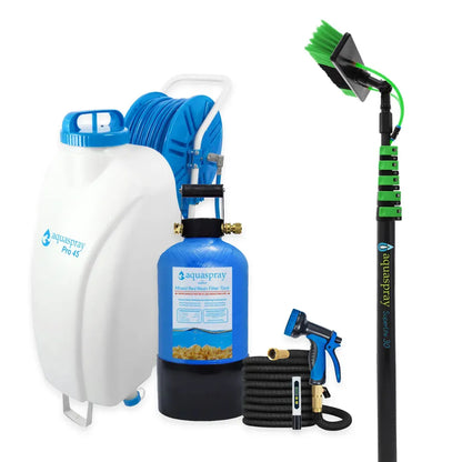 AquaSpray 12 Gallon Rolling Water Tank with Di Resin Tank and Waterfed Pole for Window and Solar Panel Cleaning - Default Title #MWS Options 3367764577