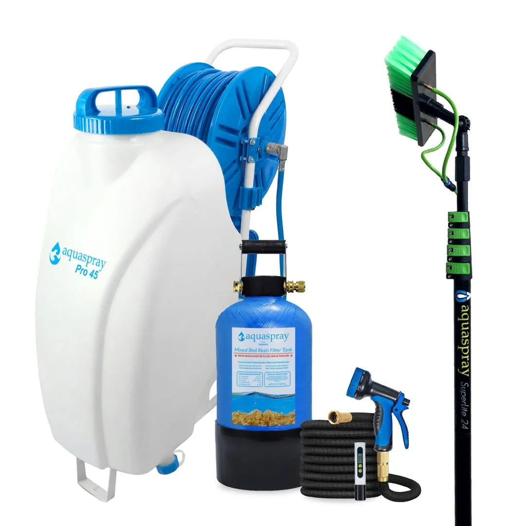 Gallery image 1 for AquaSpray 12 Gallon Rolling Water Tank with Di Resin Tank and Waterfed Pole for Window and Solar Panel Cleaning - Default Title #MWS Options 1265699111