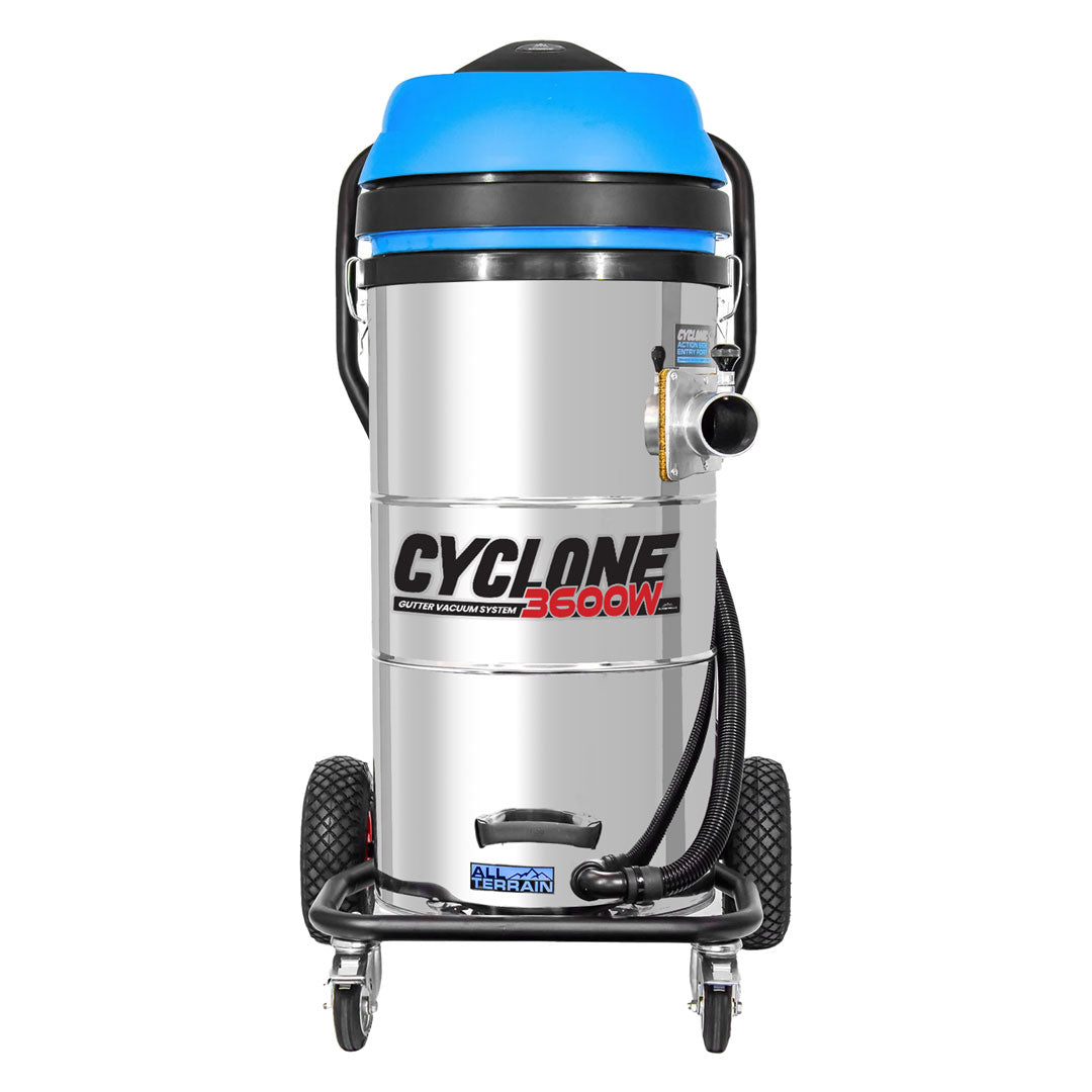 3600W Cyclone II Stainless Steel Gutter Vacuum - 27 Gallon Capacity with 28 foot Aluminum Poles and Storage Bag