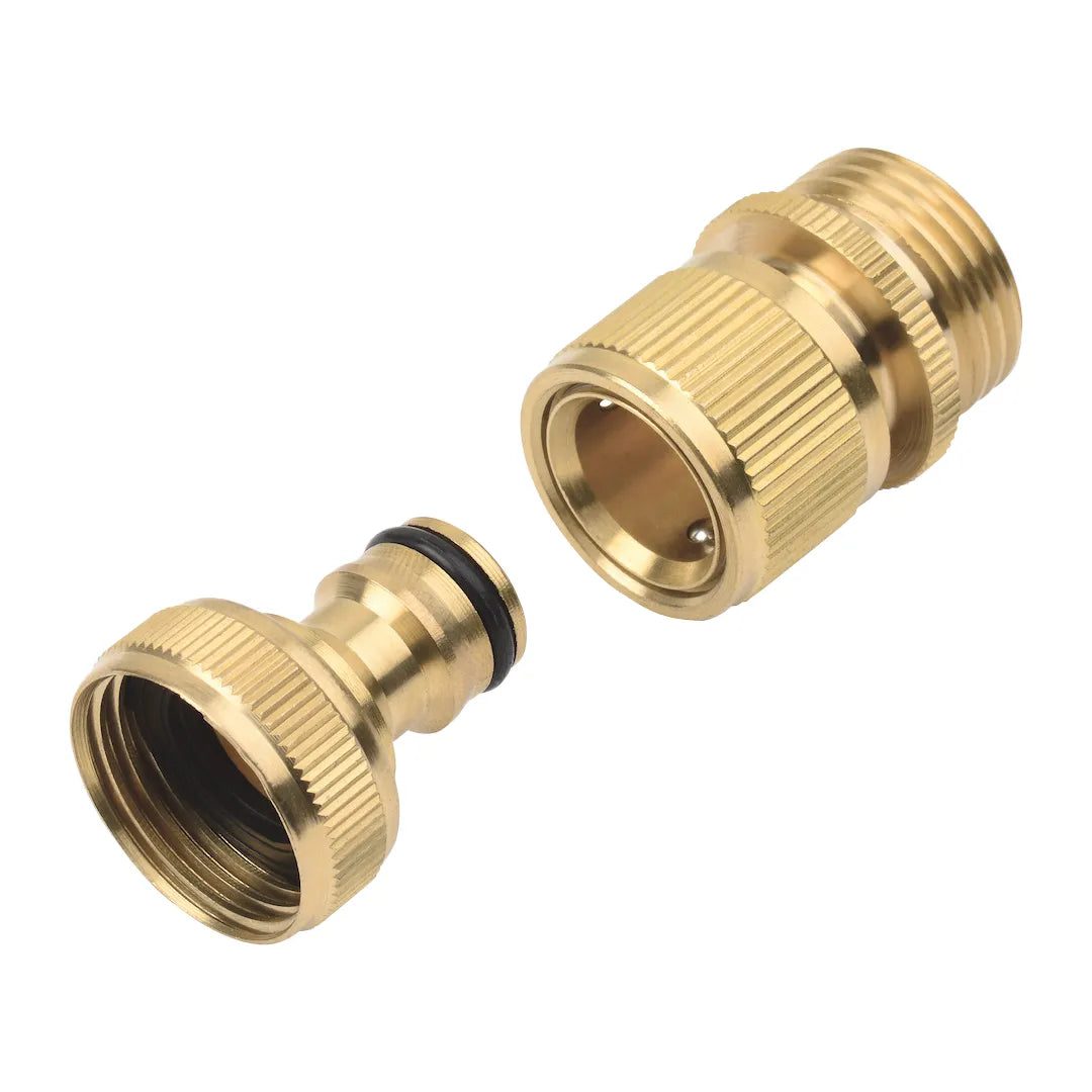 Gallery image 2 for Brass Garden Hose Quick Connect Set, 3/4" GHT – 2 Male &amp; Female Pairs with Washers &amp; Gaskets