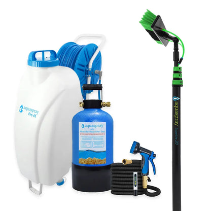 AquaSpray 12 Gallon Rolling Water Tank with Di Resin Tank and Waterfed Pole for Window and Solar Panel Cleaning - Default Title #MWS Options 3367764577