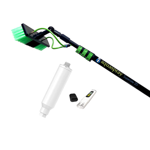 20 Foot Water Fed Pole with Inline Filter and TDS Meter - Solar Panel Brush