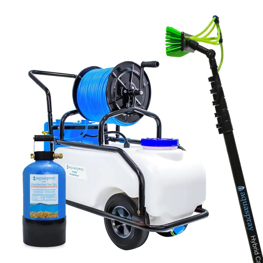 Gallery image 2 for AquaSpray Rolling 16 Gallon Water Tank with DI Resin Tank and Waterfed Pole for Window and Solar Panel Cleaning - Default Title #MWS Options 2536908027