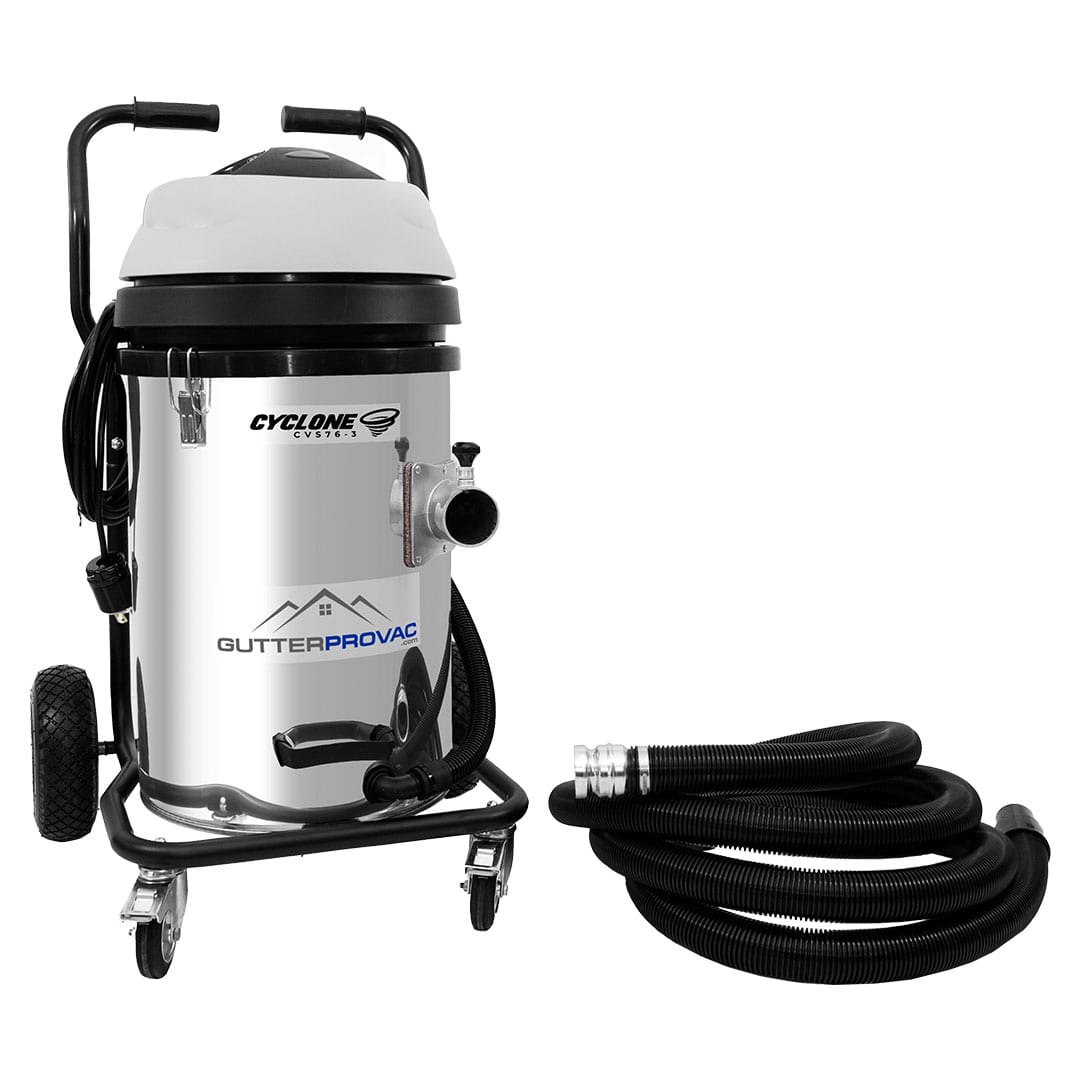 20 Gallon Cyclone II 3600W Stainless Steel Gutter Vacuum with 28 Foot Carbon Clamping Poles and Bag