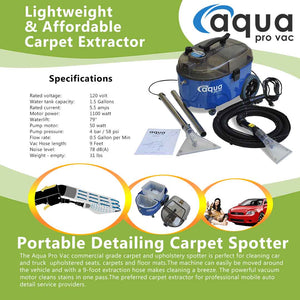 Aqua Pro Vac - Portable Lightweight Carpet Extractor / Carpet Shampooer
