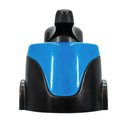 Front profile of a Resin Tank Bypass Valve showing the black base, blue housing, and top black handle.