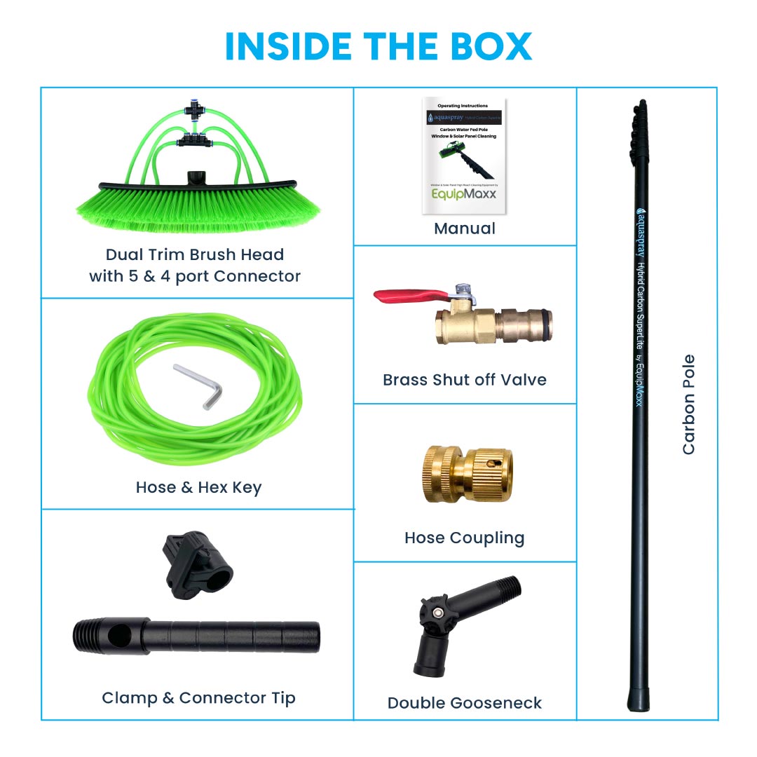 Inside the box of the 30ft Carbon Water Fed Pole.