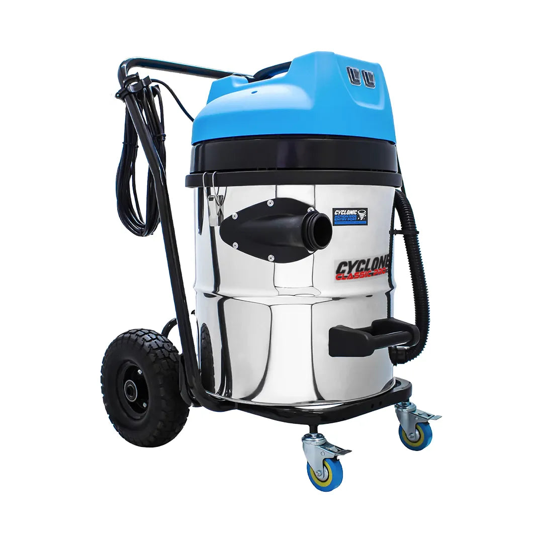 Gallery image 4 for Cyclone Classic Pro 16 Gallon 3600W Triple Motor 240V Stainless Steel Commercial Gutter Vacuum