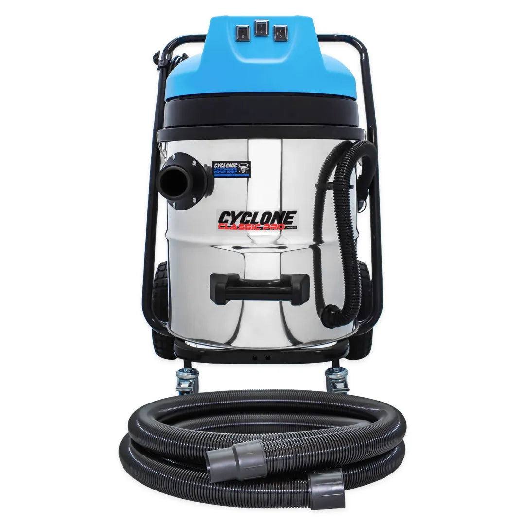 Gallery image 1 for Cyclone Classic Pro 16 Gallon 3600W Triple Motor 240V Stainless Steel Commercial Gutter Vacuum