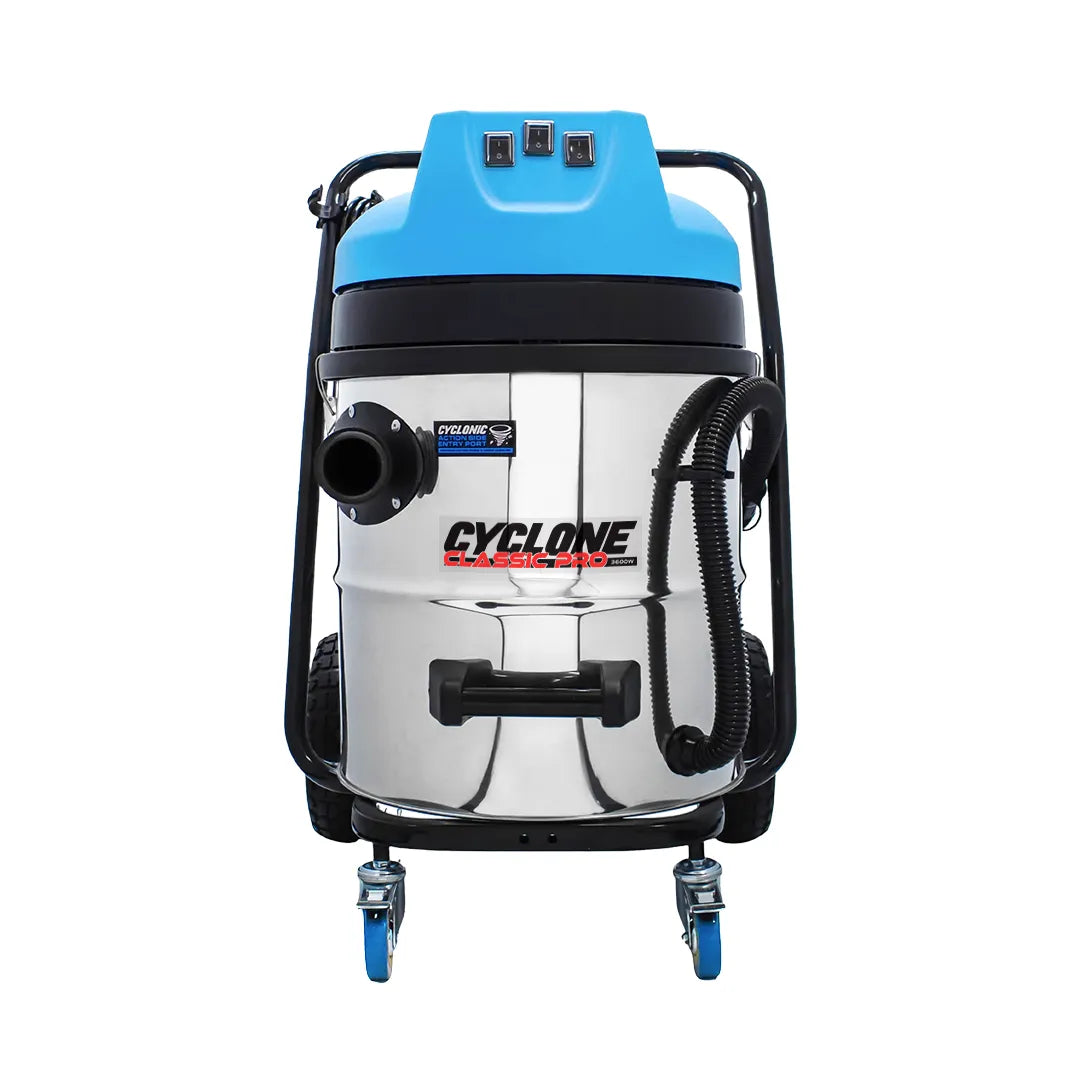 Gallery image 3 for Cyclone Classic Pro 16 Gallon 3600W Triple Motor 240V Stainless Steel Commercial Gutter Vacuum