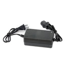 Overhead view of a black rectangular charger with connected power cords, suitable for Aqua Spray Pro20, Pro45 and Backpack Tanks.