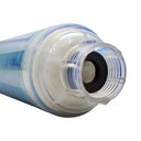 Close-up of the ClearView Inline Filter threaded opening, showing the internal metal mesh screen and black rubber gasket.