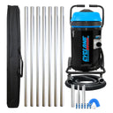 Cyclone 2200W 20 gallon residential gutter vacuum kit with seven aluminum poles, carry bag, hose, nozzles, U-bend and pole clamps