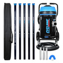Cyclone II 3600W 20 gallon polypropylene gutter vacuum kit with five carbon poles, one Kevlar® insulated bottom pole, bag, hose, nozzles and U-bend