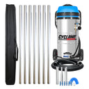 Cyclone II 3600W 27 gallon stainless steel gutter vacuum kit with seven aluminum poles, carry bag, hose, nozzles, U-bend and clamps