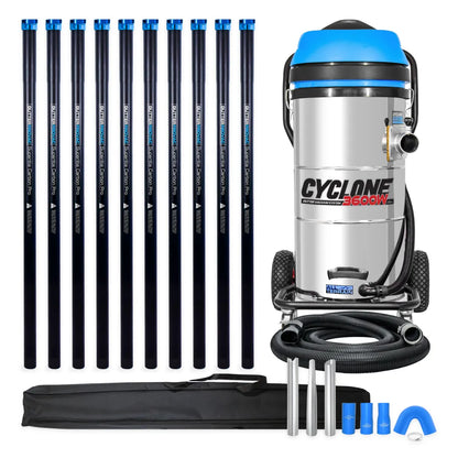 3600W Cyclone II Gutter Vacuum System - 27 Gallon, All-Terrain with 40 foot Carbon Clamping Poles and Durable Bag